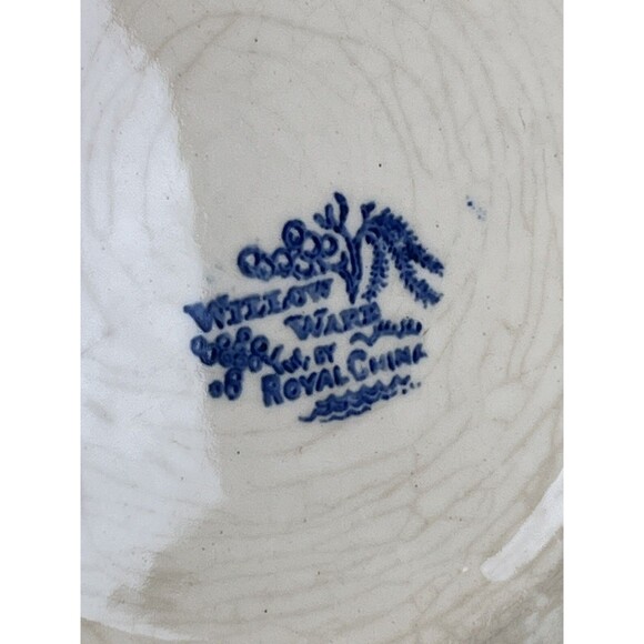 Vintage Blue & White Willow Ware Aged Plate / Decor 7” - Picture 7 of 7